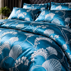 Luxury Satin Cotton Floral Duvet Cover Set - King Queen Bedding