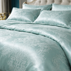 Luxury Satin Cotton Floral Duvet Cover Set - King Queen Bedding
