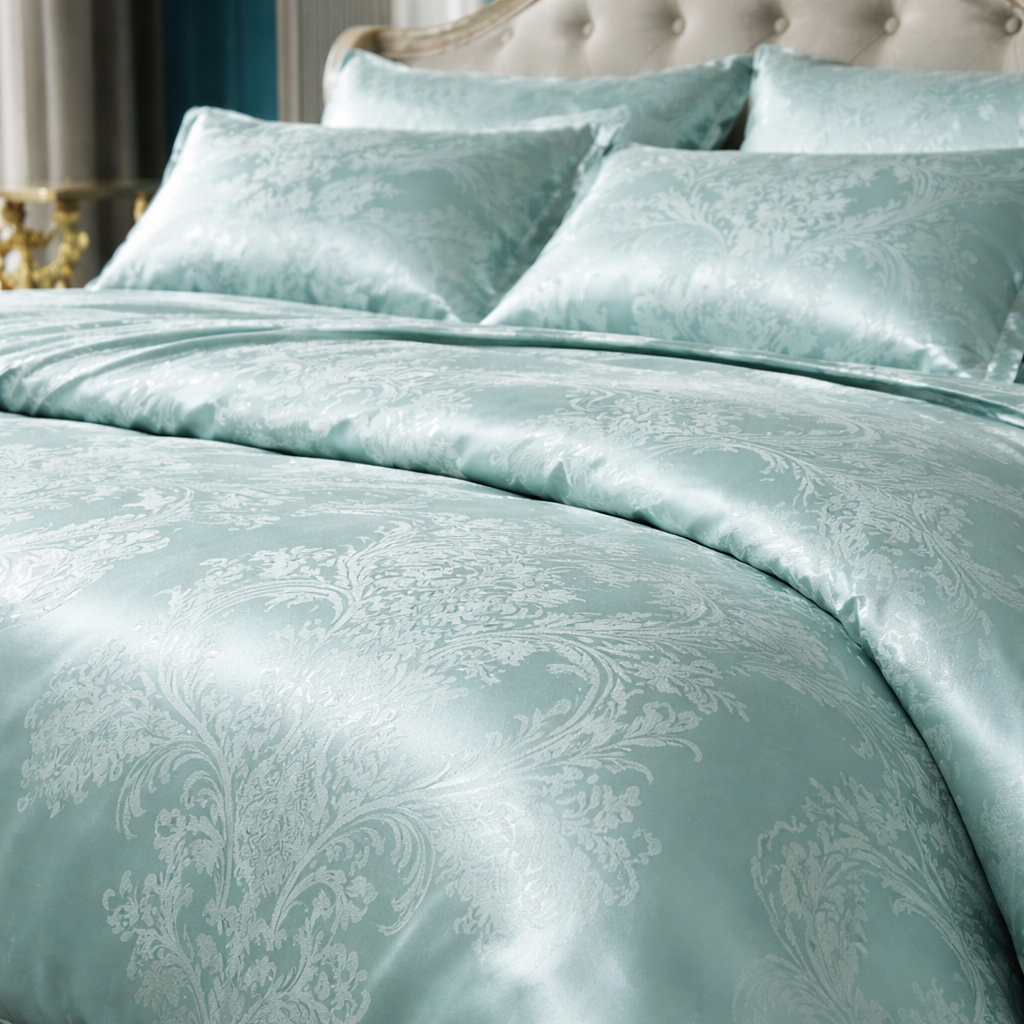 Luxury Satin Cotton Floral Duvet Cover Set - King Queen Bedding