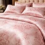 Luxury Satin Cotton Floral Duvet Cover Set - King Queen Bedding