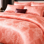 Luxury Satin Cotton Floral Duvet Cover Set - King Queen Bedding