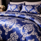 Luxury Satin Cotton Floral Duvet Cover Set - King Queen Bedding