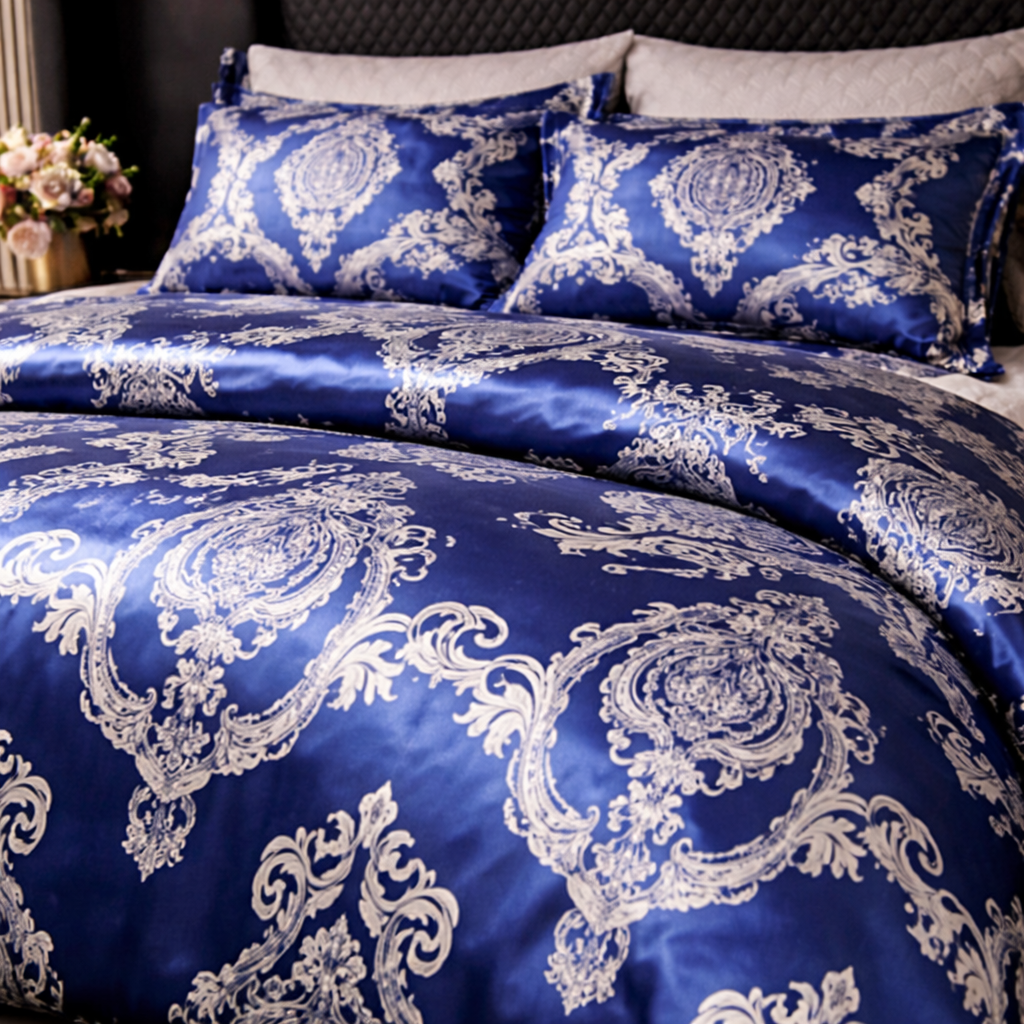 Luxury Satin Cotton Floral Duvet Cover Set - King Queen Bedding