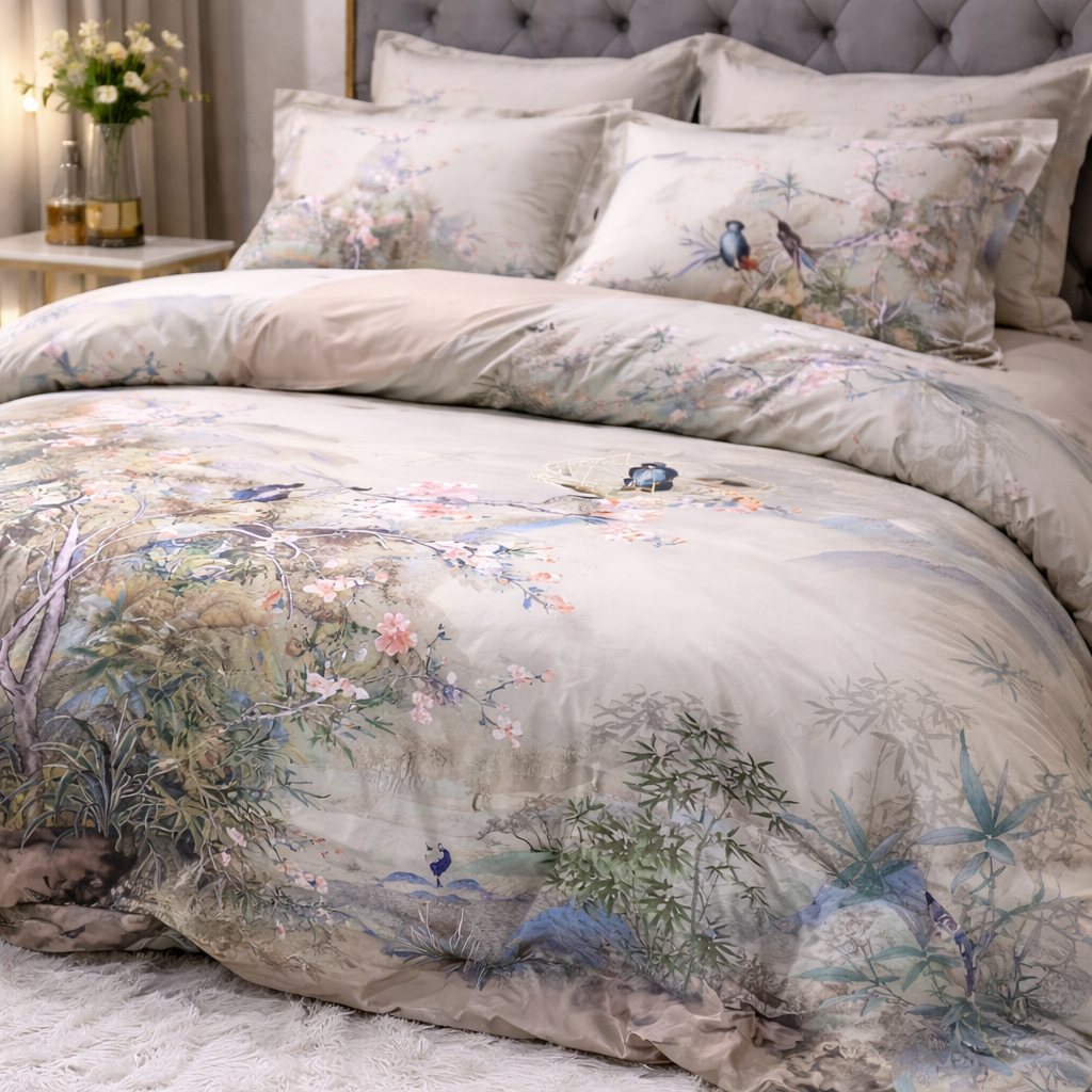 Floral Duvet Cover Set - Vintage Botanical Bedding King Queen