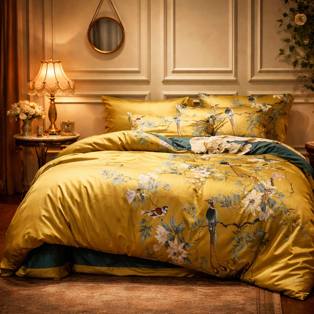 Luxury Yellow Egyptian Cotton Duvet Cover - Set King Size