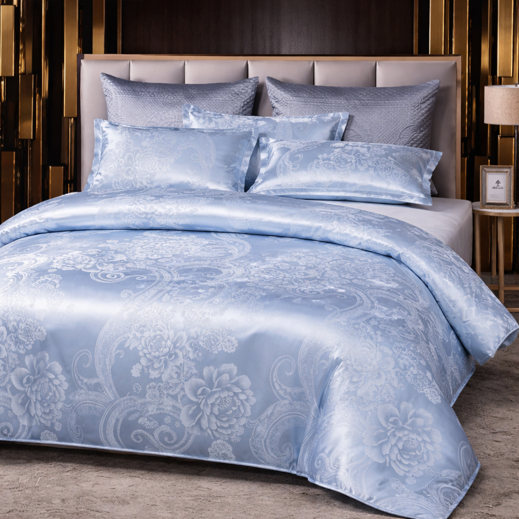 Luxury Satin Jacquard Duvet Cover Set - King Queen