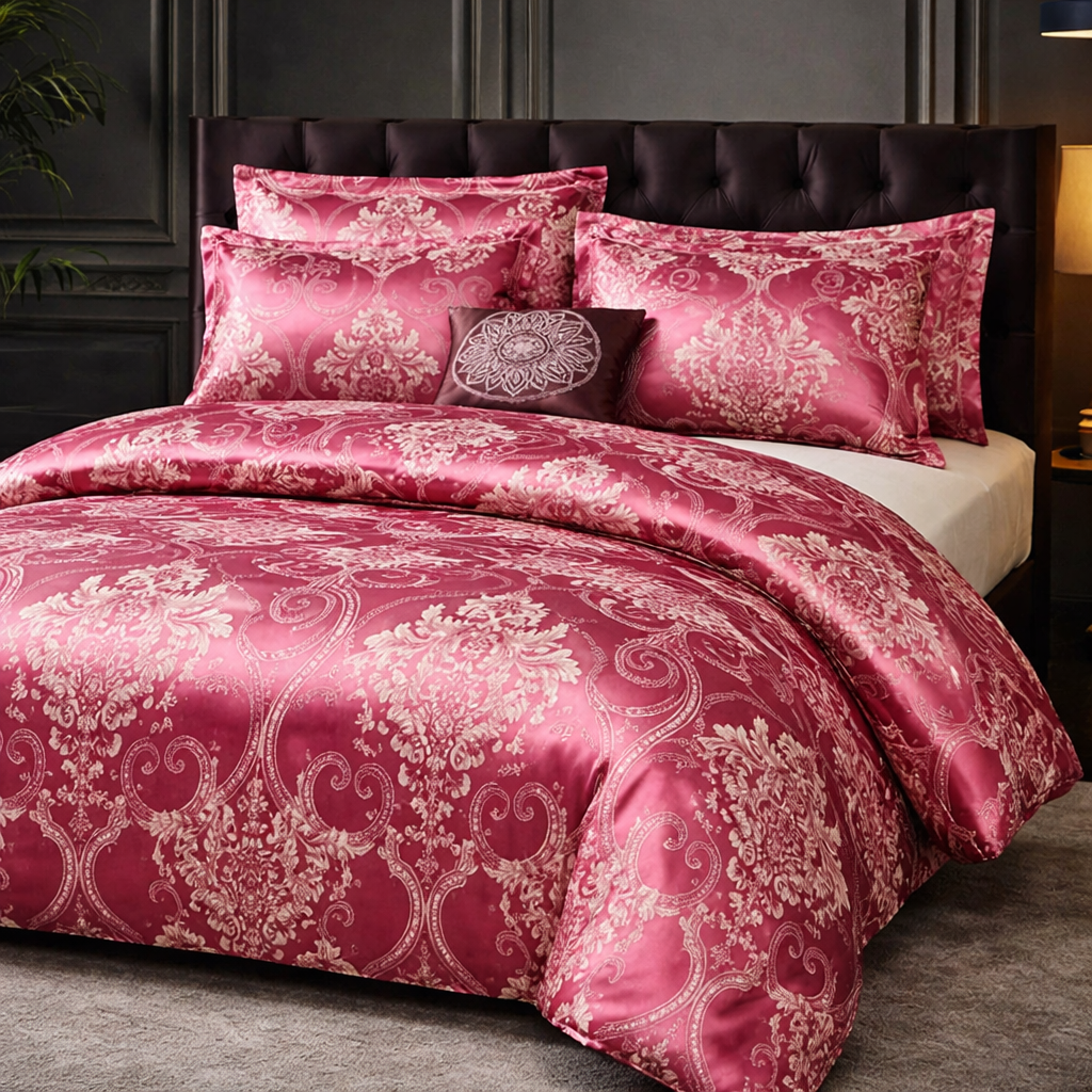 Luxury Satin Jacquard Duvet Cover Set - King Queen