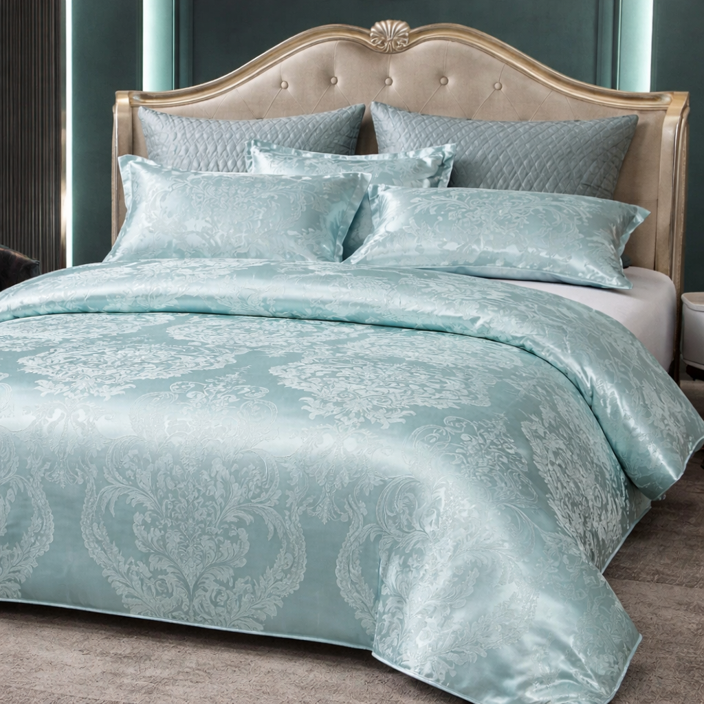 Luxury Satin Jacquard Duvet Cover Set - King Queen