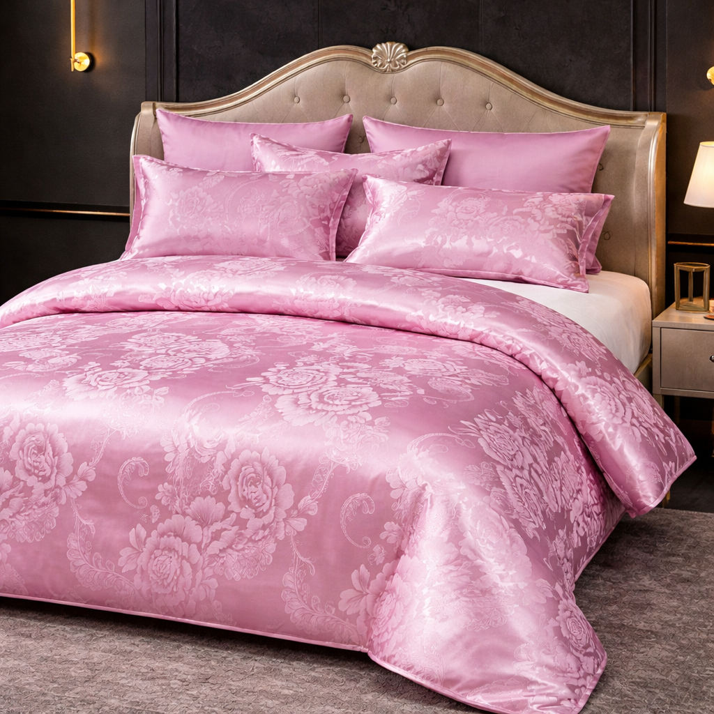 Luxury Satin Jacquard Duvet Cover Set - King Queen