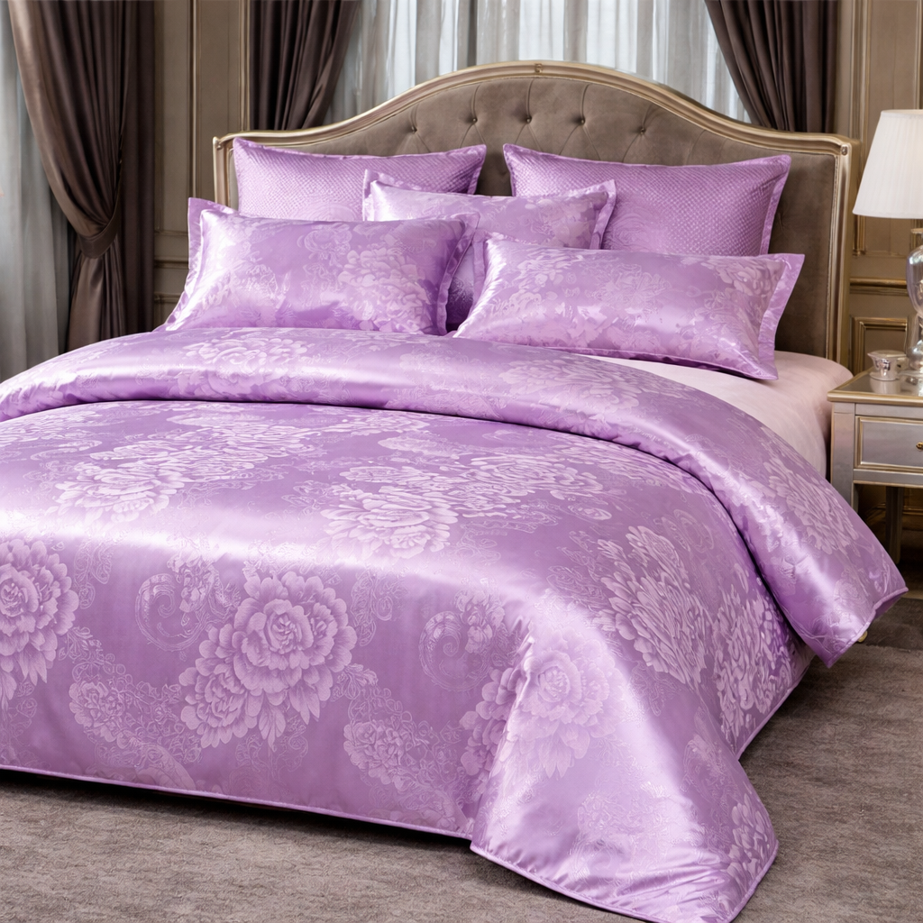 Luxury Satin Jacquard Duvet Cover Set - King Queen