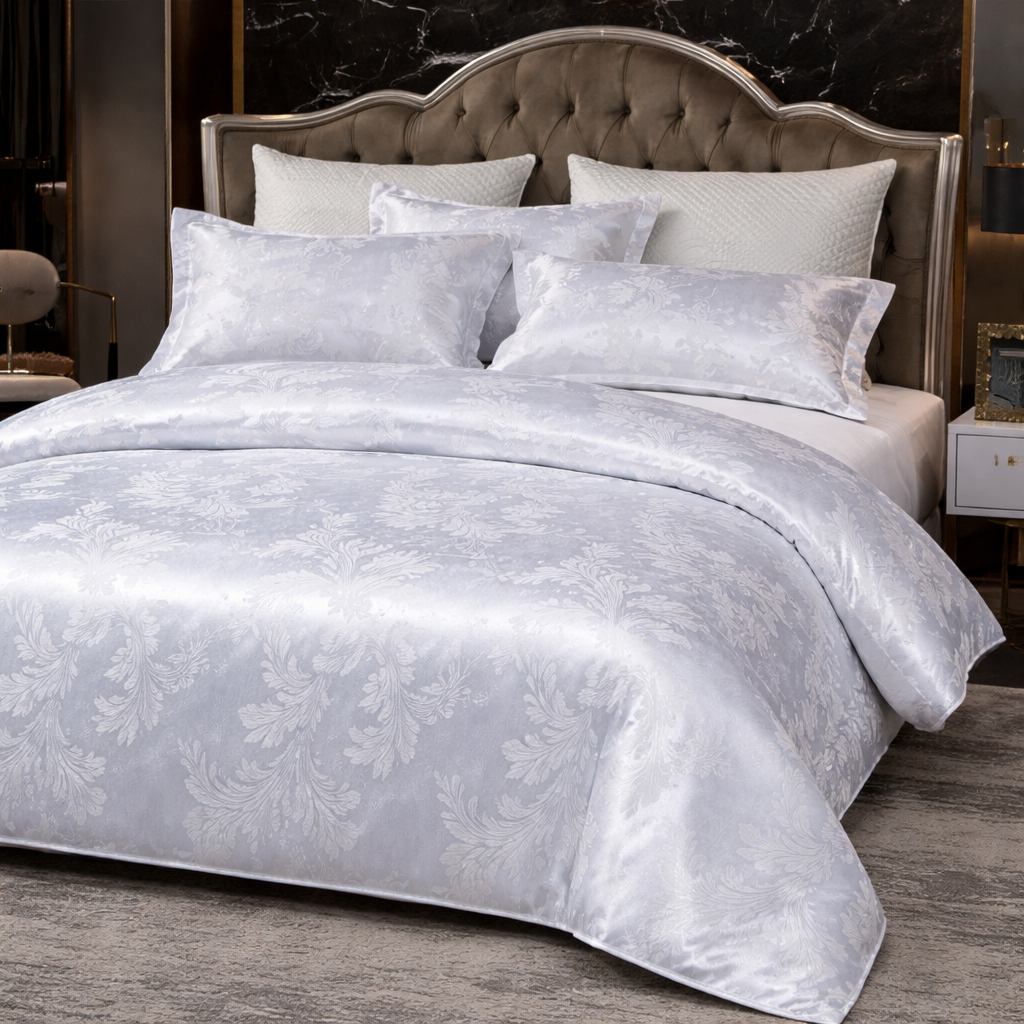 Luxury Satin Jacquard Duvet Cover Set - King Queen