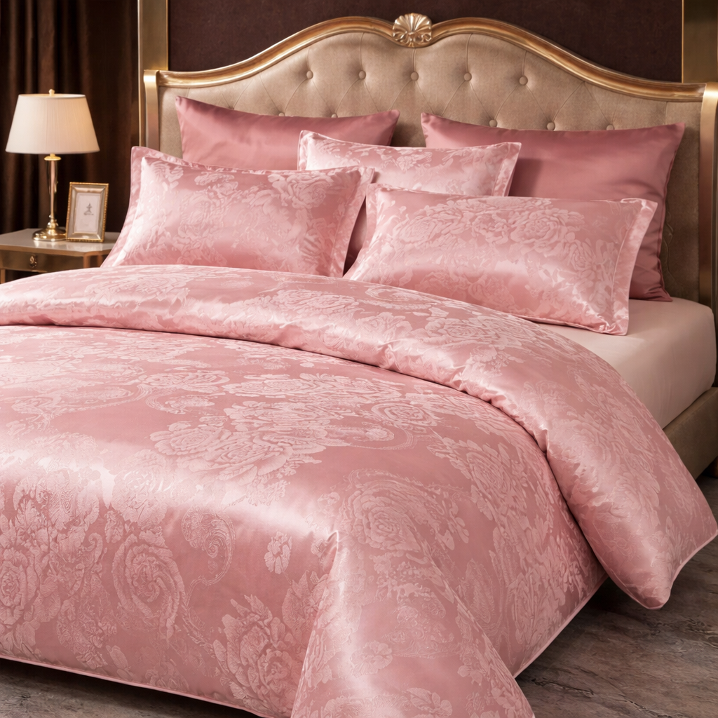 Luxury Satin Jacquard Duvet Cover Set - King Queen