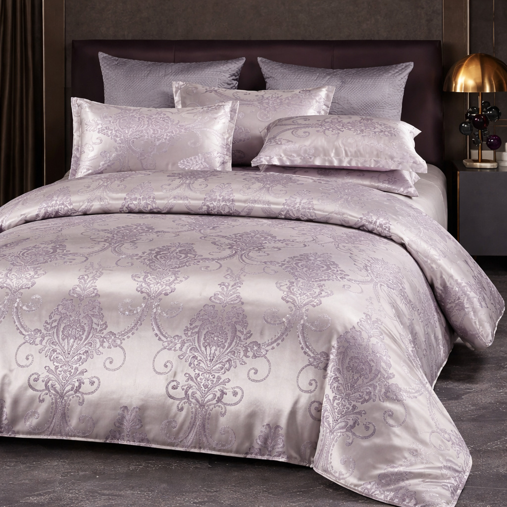 Luxury Satin Jacquard Duvet Cover Set - King Queen