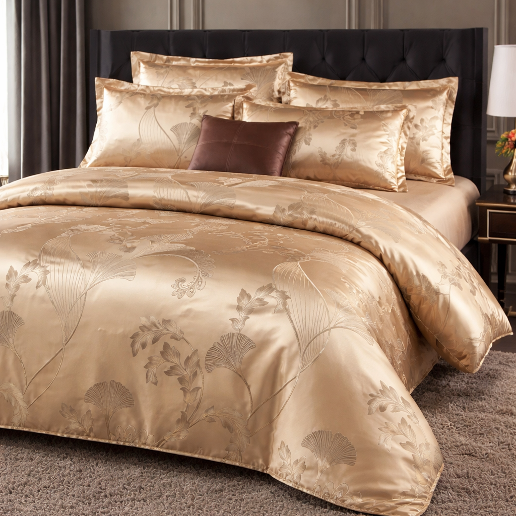 Luxury Satin Jacquard Duvet Cover Set - King Queen