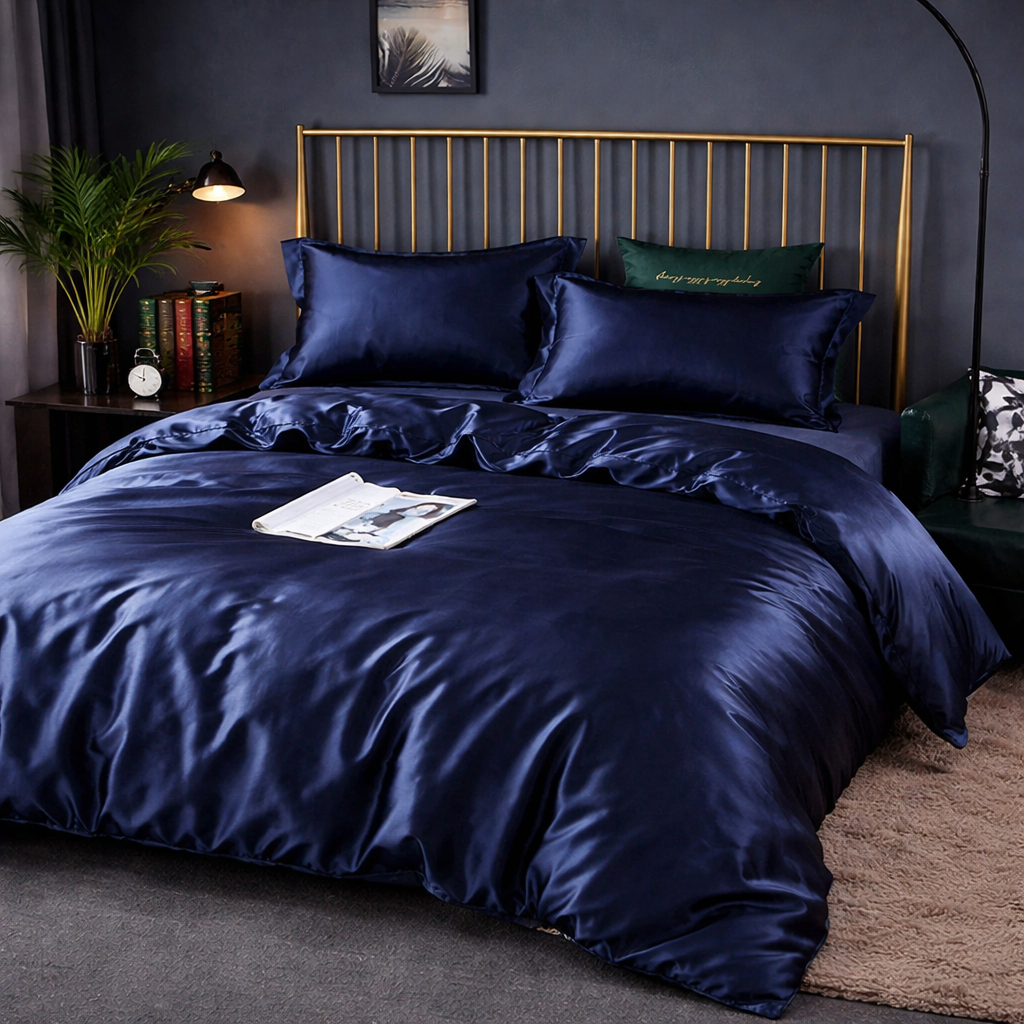 Luxury Satin Cotton Bedding Set - King Queen Silky Bed Linen