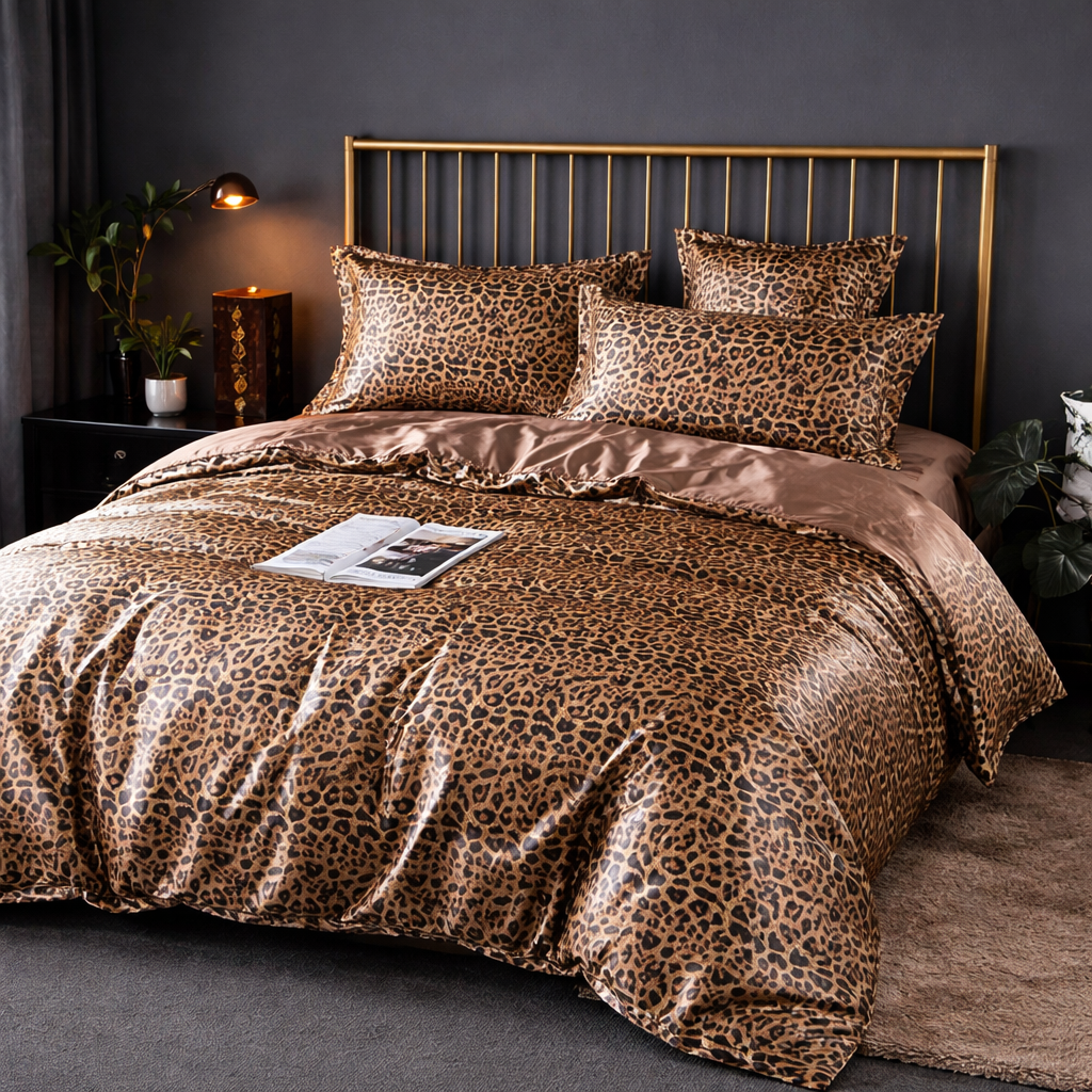 Luxury Satin Cotton Bedding Set - King Queen Silky Bed Linen