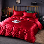 Luxury Satin Cotton Bedding Set - King Queen Silky Bed Linen