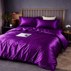 Luxury Satin Cotton Bedding Set - King Queen Silky Bed Linen