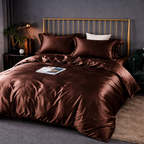 Luxury Satin Cotton Bedding Set - King Queen Silky Bed Linen