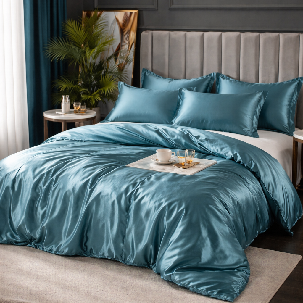 Luxury Silk Satin Bedding Set - King Queen Duvet Cover Set