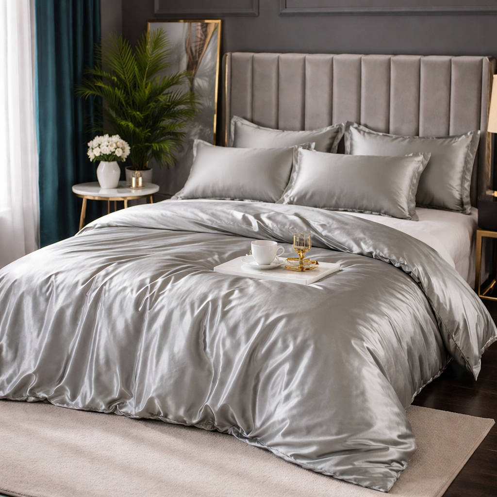 Luxury Silk Satin Bedding Set - King Queen Duvet Cover Set