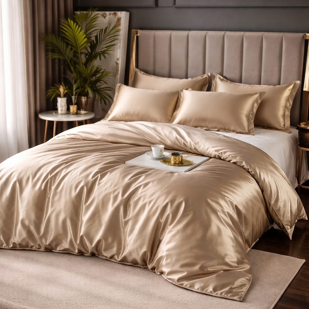 Luxury Silk Satin Bedding Set - King Queen Duvet Cover Set