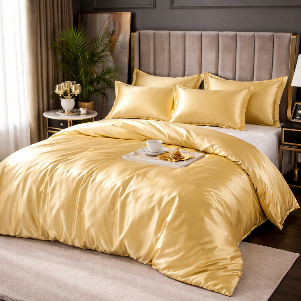 Luxury Silk Satin Bedding Set - King Queen Duvet Cover Set