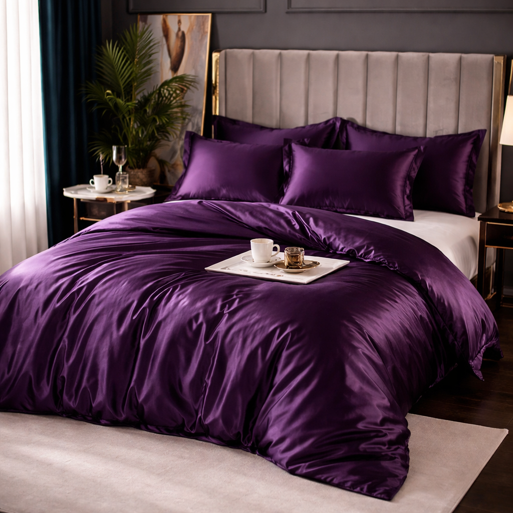 Luxury Silk Satin Bedding Set - King Queen Duvet Cover Set