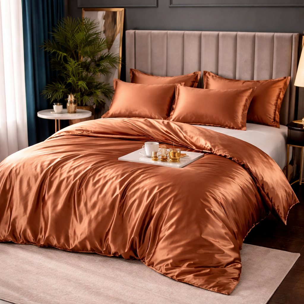 Luxury Silk Satin Bedding Set - King Queen Duvet Cover Set
