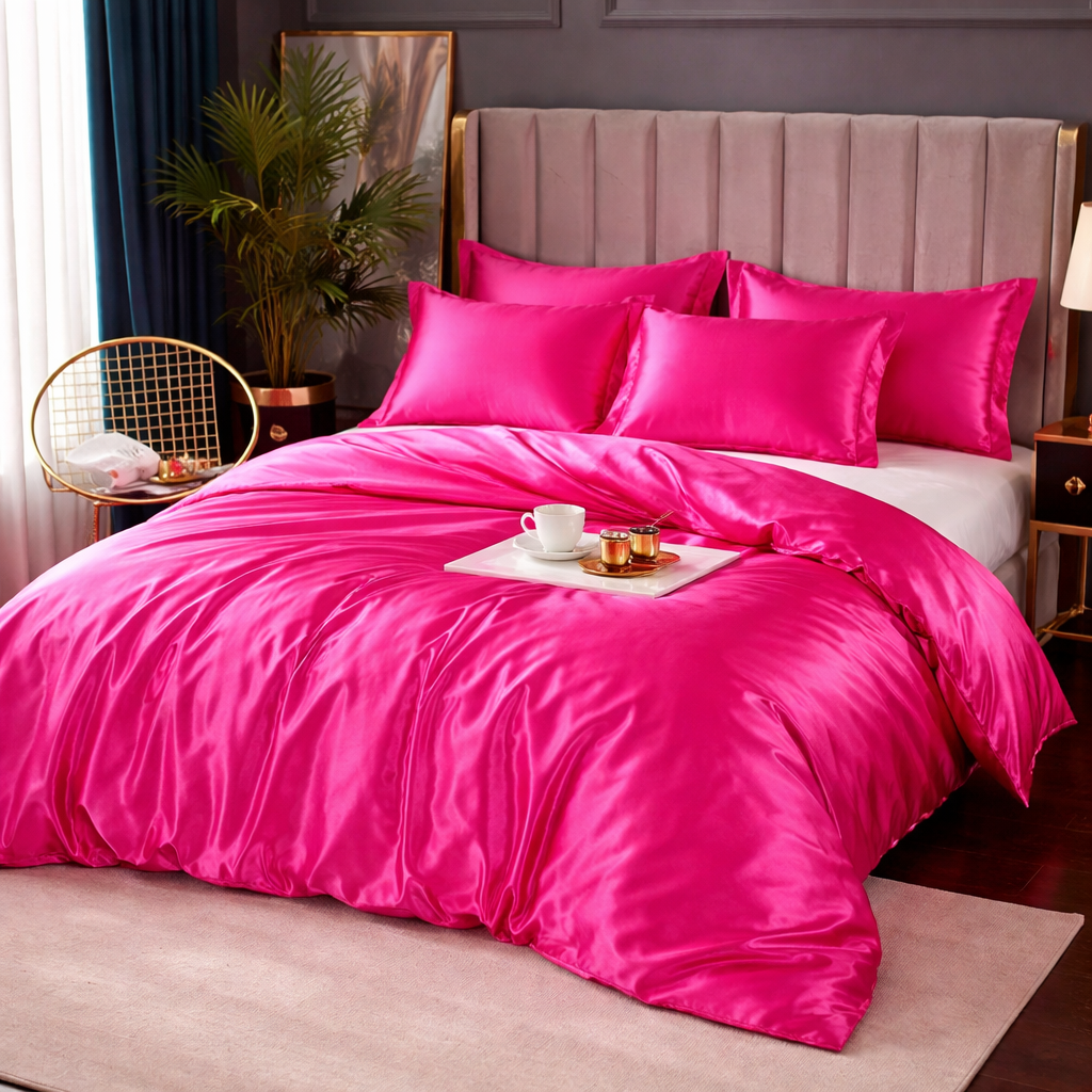 Luxury Silk Satin Bedding Set - King Queen Duvet Cover Set