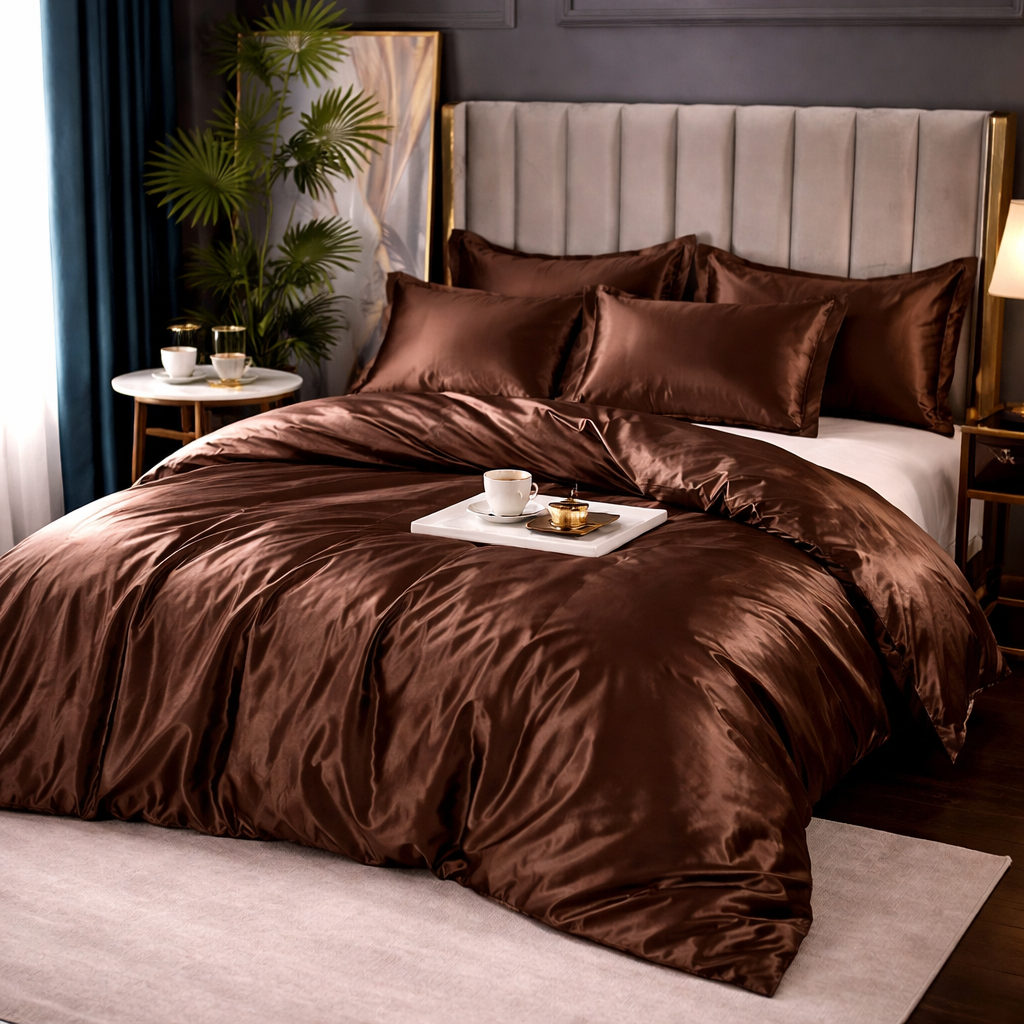 Luxury Silk Satin Bedding Set - King Queen Duvet Cover Set