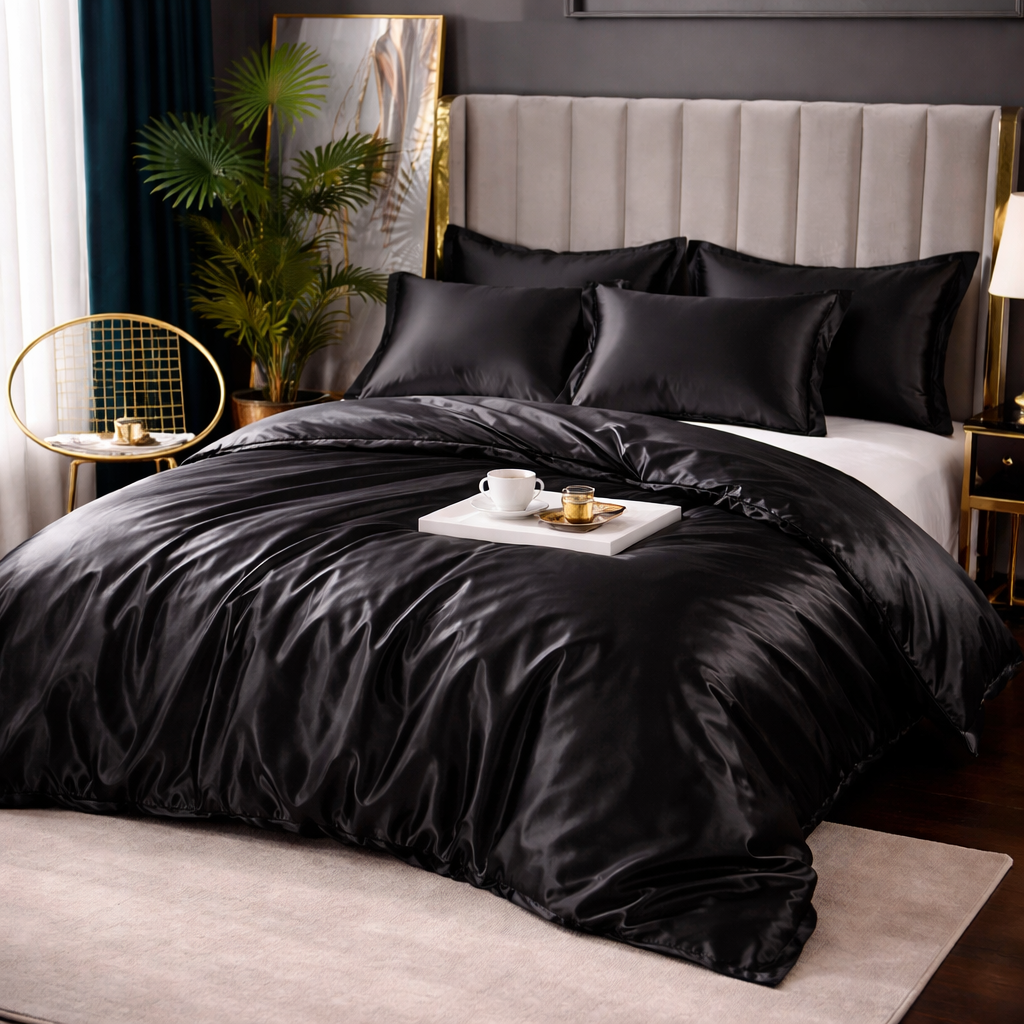 Luxury Silk Satin Bedding Set - King Queen Duvet Cover Set