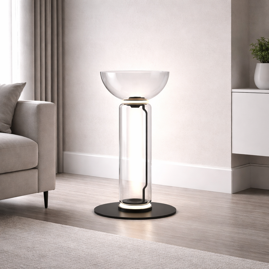 Modern Glass Floor Lamp - LED Cylindrical Dimmable