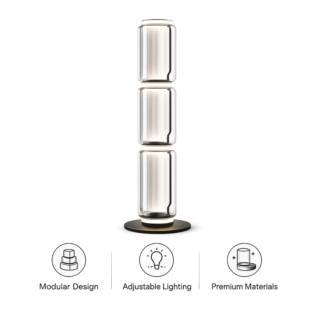 Modern Glass Floor Lamp - LED Cylindrical Dimmable