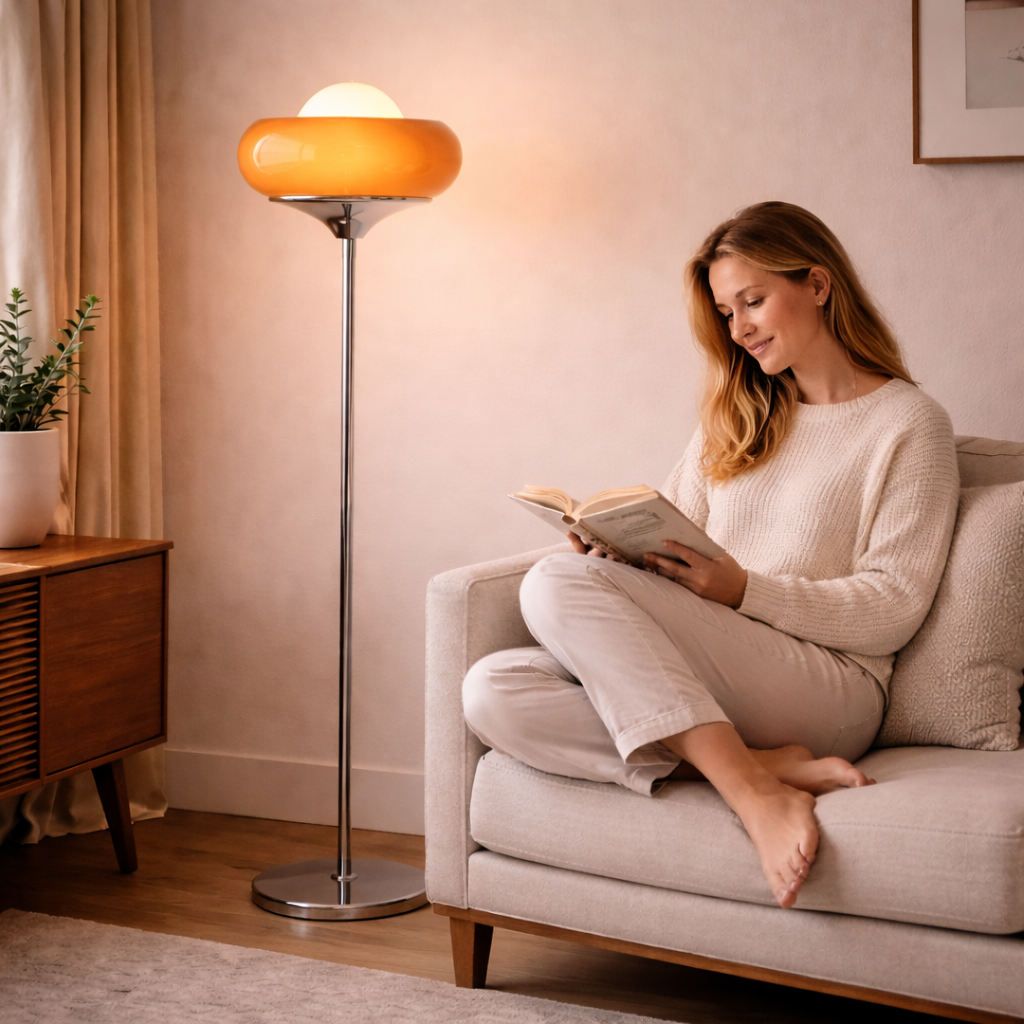 Modern Retro Glass Floor Lamp - E27 Ambient Lighting