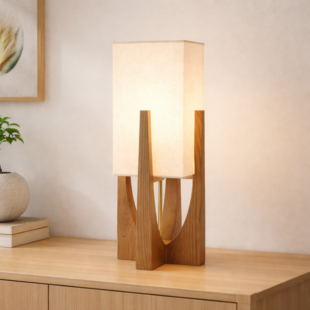 Japanese Wood Floor Lamp - Shoji Paper Ambient Light