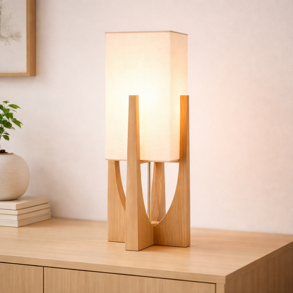 Japanese Wood Floor Lamp - Shoji Paper Ambient Light