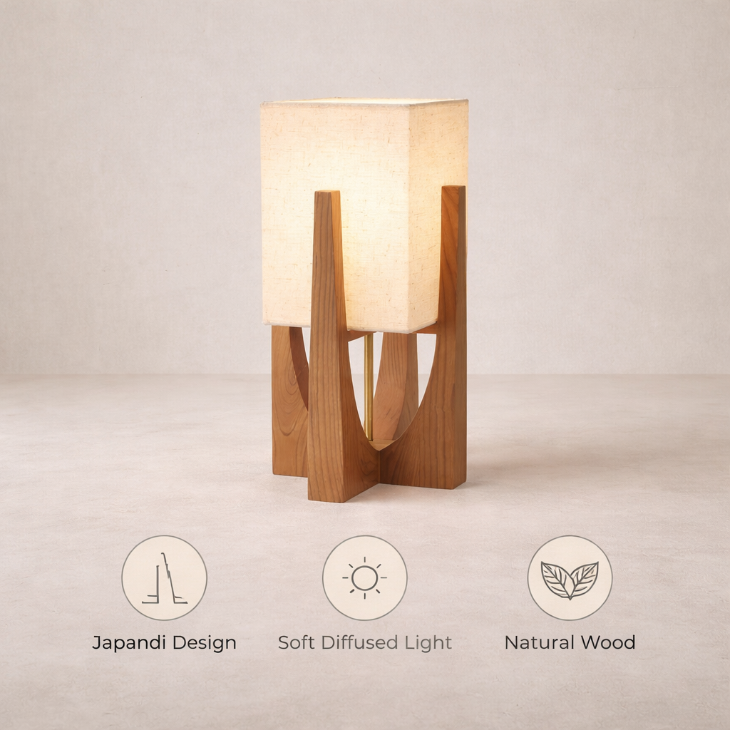 Japanese Wood Floor Lamp - Shoji Paper Ambient Light
