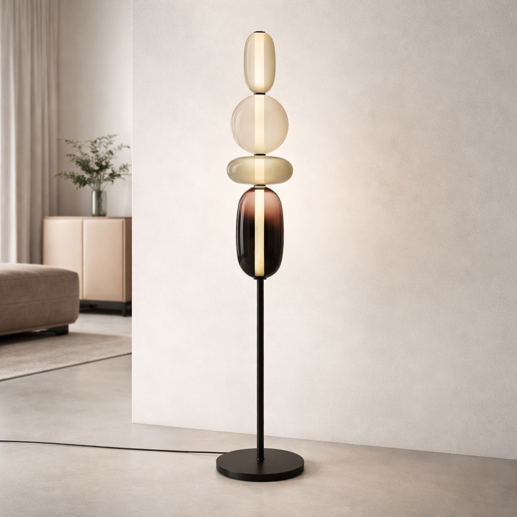 Modern Glass Floor Lamp - LED Artistic Statement Lighting