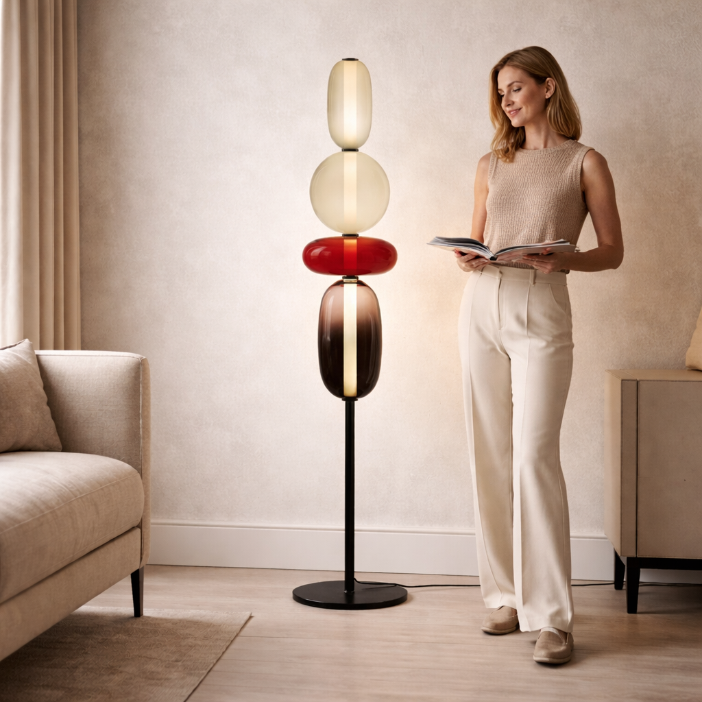 Modern Glass Floor Lamp - LED Artistic Statement Lighting