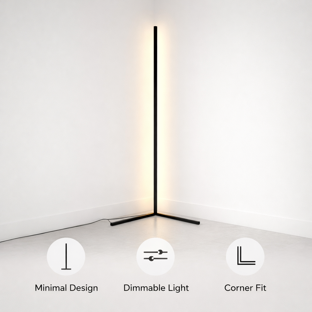 Minimalist LED Floor Lamp -  Dimmable Corner Light