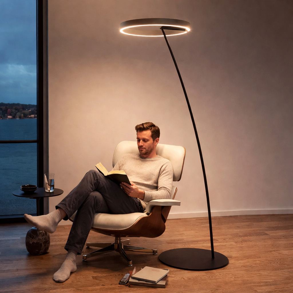 Modern Arc Floor Lamp - LED Dimmable Living Room Light