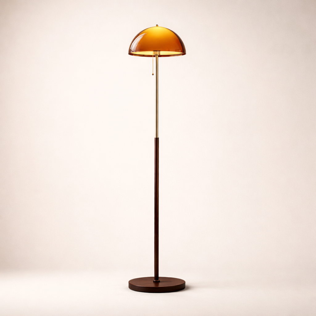 Retro Amber Floor Lamp - Modern Dome - Ambient Light