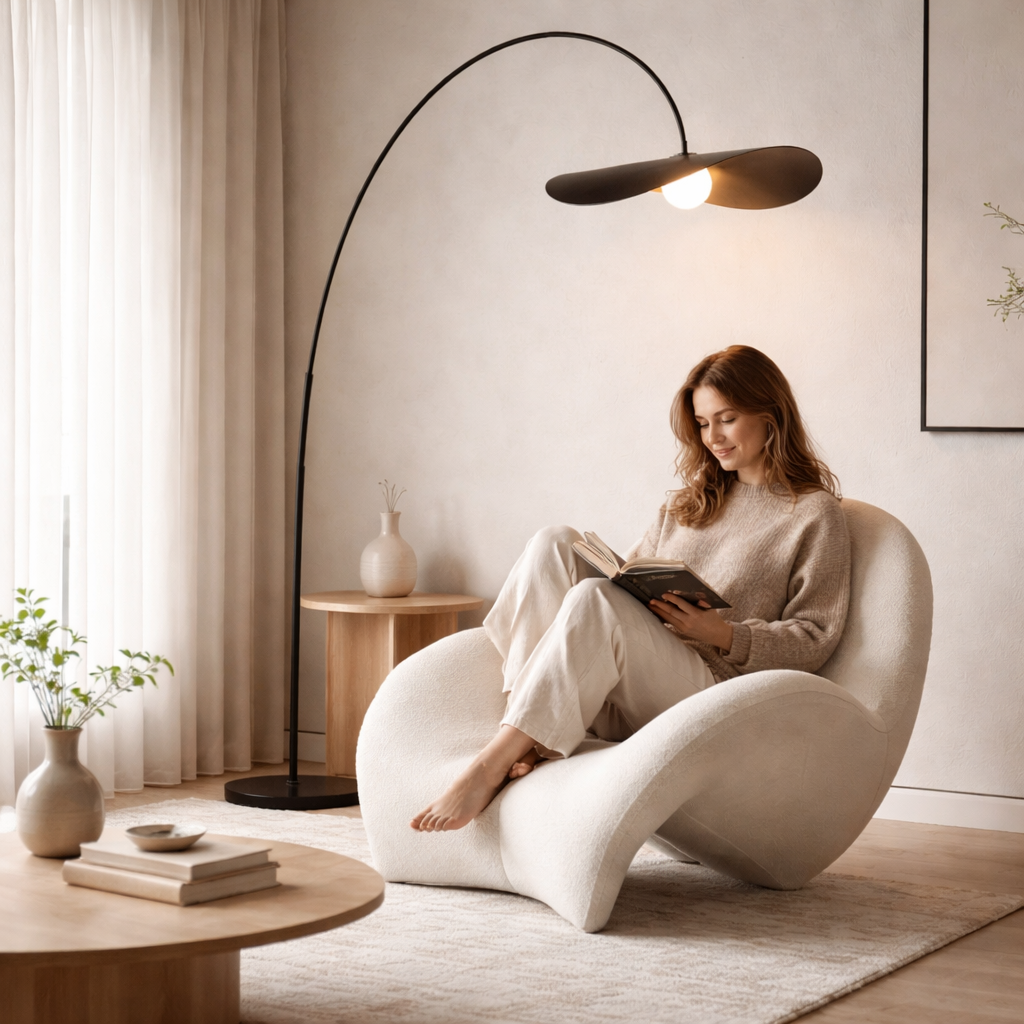 Modern Arc Floor Lamp - Minimalist LED Ambient Light