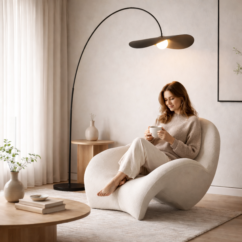 Modern Arc Floor Lamp - Minimalist LED Ambient Light