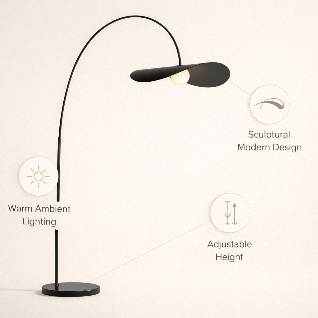 Modern Arc Floor Lamp - Minimalist LED Ambient Light