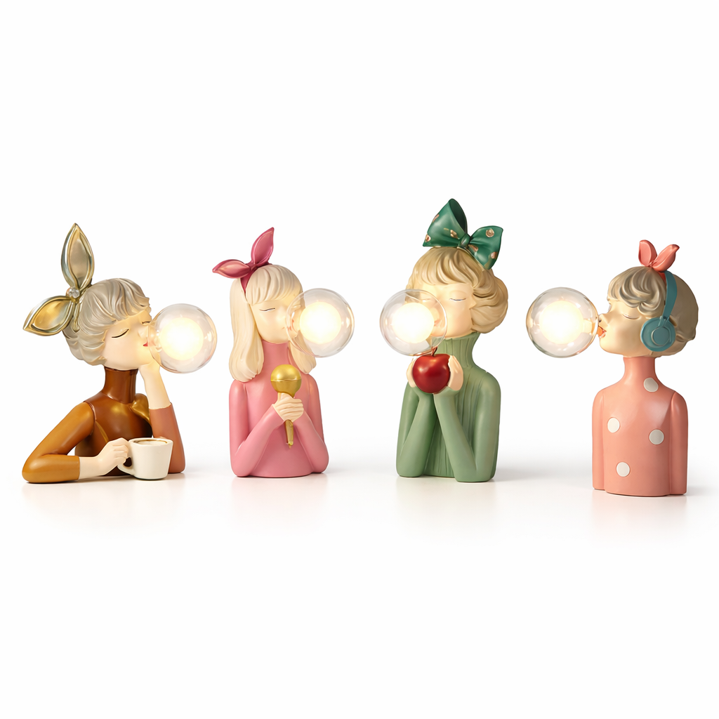 Cute Girl Table Lamp - LED USB Bedside Light
