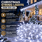 Christmas String Lights 100M 500 LED Cool White Outdoor