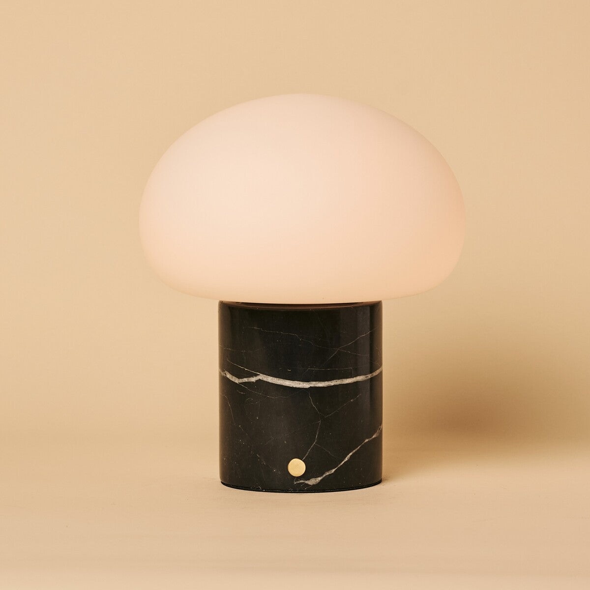 Rechargeable table lamp black Nero Marquina marble, cordless dimmable with modular lampshade