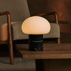Rechargeable table lamp black Nero Marquina marble, cordless dimmable with modular lampshade